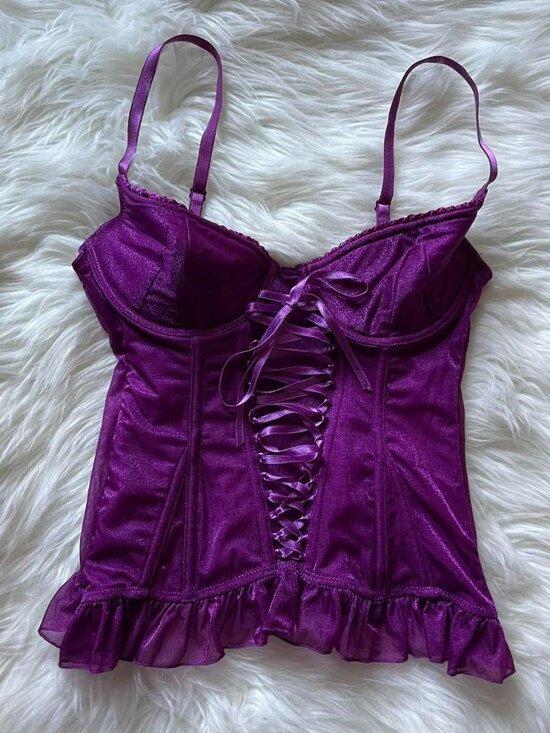 Y2K Purple Corset Top - Picture 2 of 7